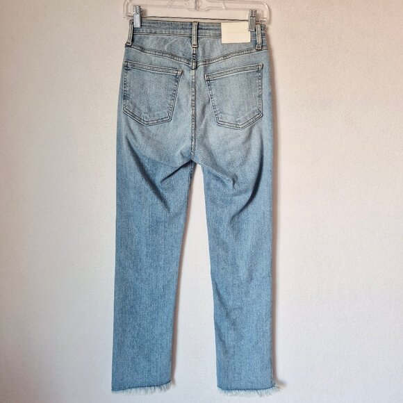 JONATHAN SIMKHAI Straight-Leg Frayed Hem Jean Medium Washed Blue - Picture 7 of 15